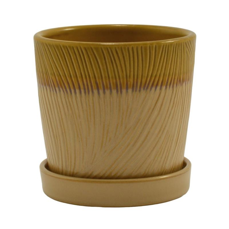 Doniczka-osłonka ceramiczna z podstawką 12,5cm ASC23225 mix