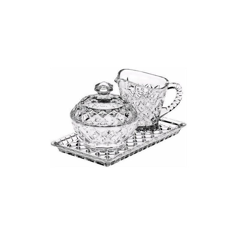 Cukiernica + mlecznik szklana 3 elementy