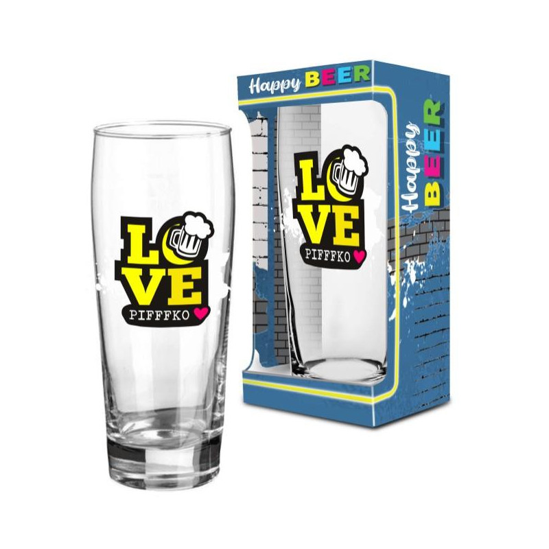 Szklanka do piwa 500ml i Happy Beer "Love Pifffko"