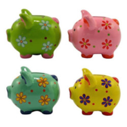 Skarbonka ceramiczna Świnka 15cm w kwiaty mix 2