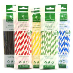 Słomki do napojów papierowe 25szt 6x197mm mix 2