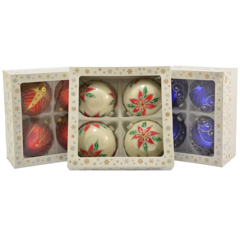 Bombki szklane 4szt 120mm dekorowane mix