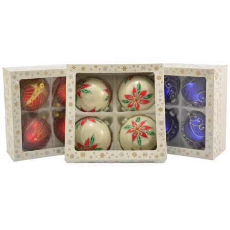 Bombki szklane 4szt 120mm dekorowane mix