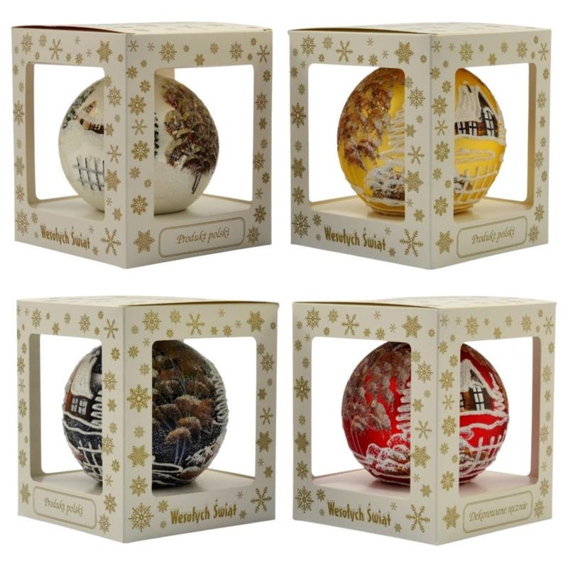 Bombka 120mm średnia dekorowana mix