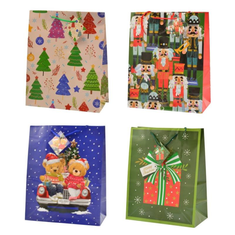 Torebka ozdobna bożonarodzeniowa 33x26x13cm TG30 mix