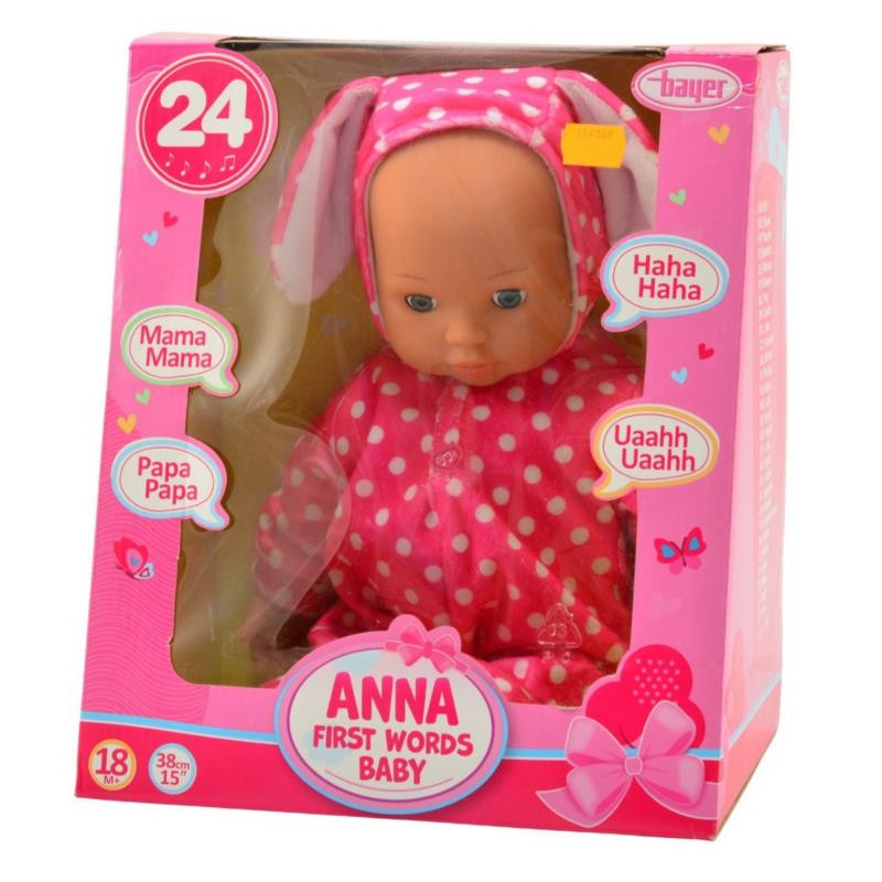 Lalka bobas Anna pierwsze słowa 38cm 93822AB królik