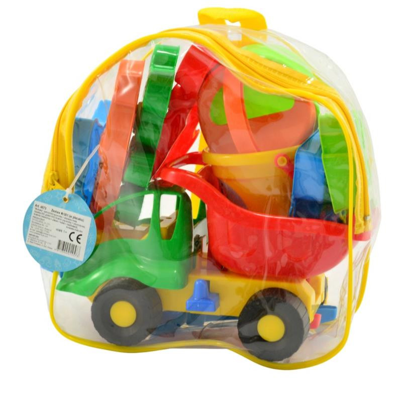 Zestaw Nr301 Mrówka samochów/łopatka/grabki/foremki w plecaku mix