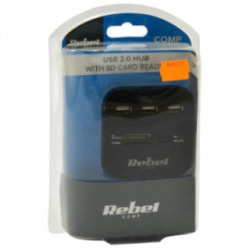 HUB USB 2.0 3 portowy z czytnikiem kart pamięci KOM1020 2