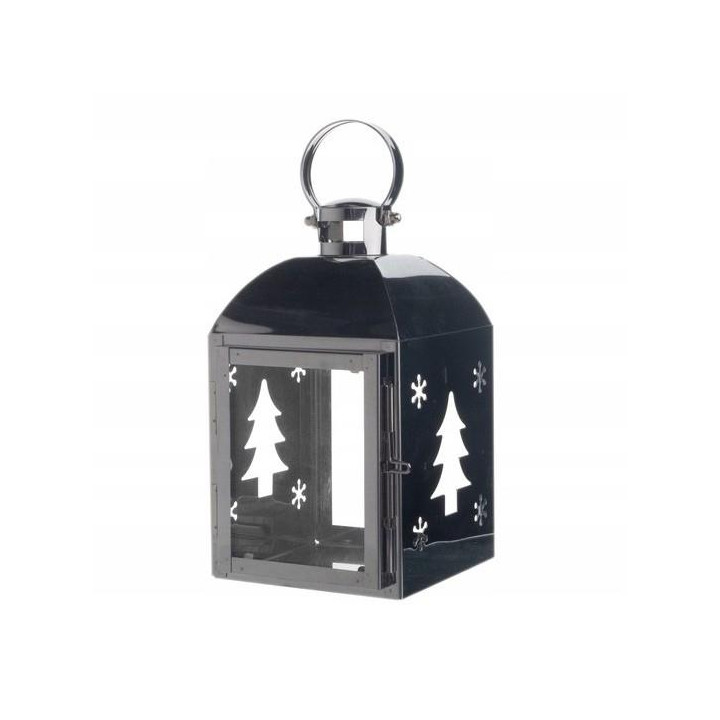 Latarnia metal/szkło 11x10,5x18,5cm srebrna mix