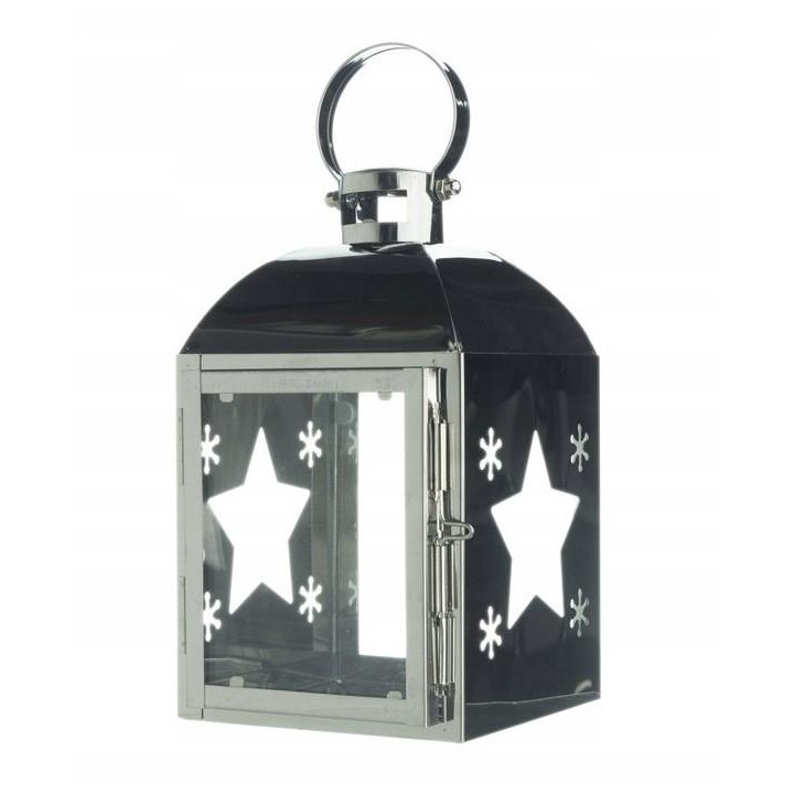 Latarnia metal/szkło 11x10,5x18,5cm srebrna mix