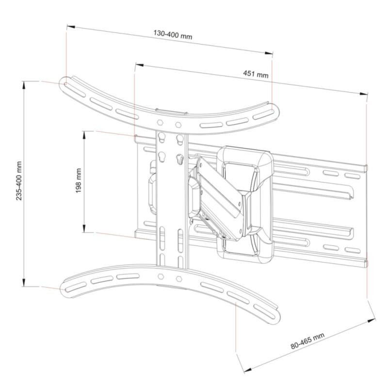 Uchwyt AR-71 23-55" 25kg regulacja w pionie i poziomie spreżyna gazowa