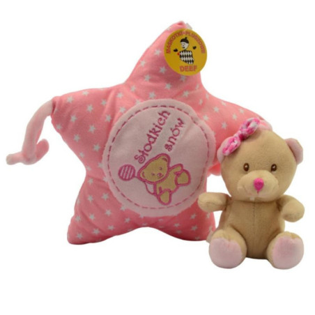 Pozytywka Gwiazdka róż/niebieski z Misiem 03247