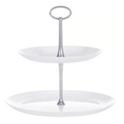 Patera 2-pozycyjna szklana Valencia biała Ambition