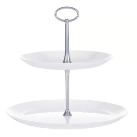 Patera 2-pozycyjna szklana Valencia biała Ambition