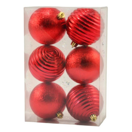 Bombki 6szt 8cm 7276 mix czerwone srebne złote