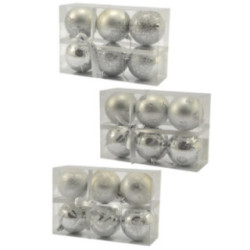 Bombki 8cm 6 sztuk srebrne plastikowe 9891 mix 2