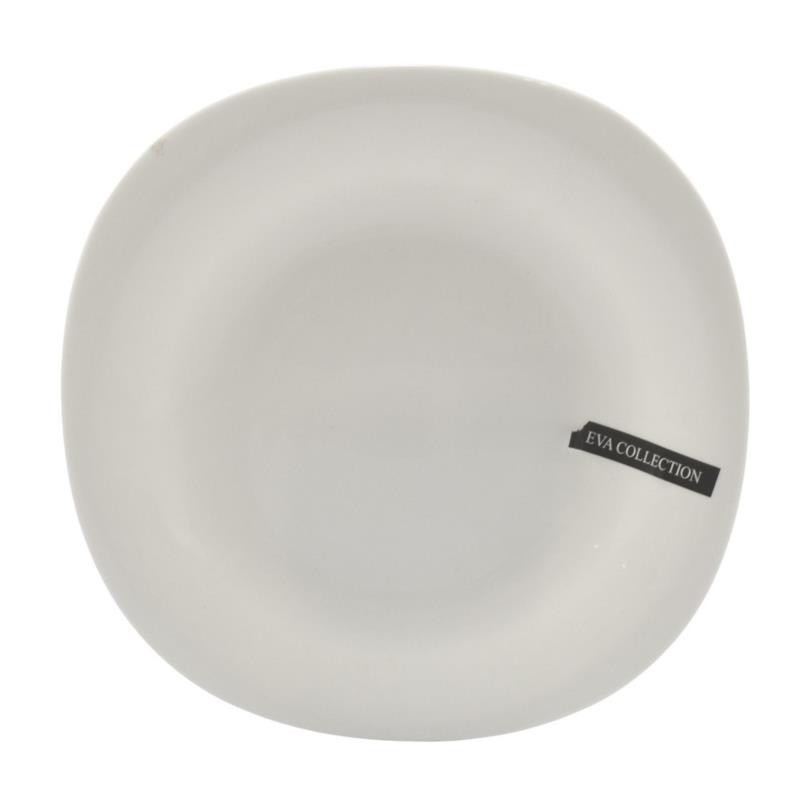 Talerz Eva deserowy 22cm biały szkło hartowane