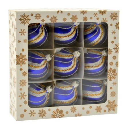 Bombki szklane 8szt 60mm dekorowane mix