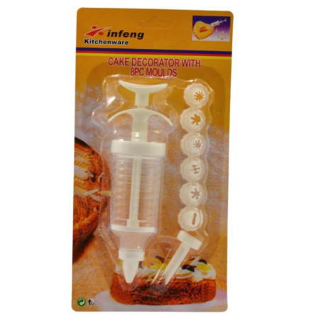 Dekorator do ciast strzykawka + 8 końcówek plastikowy