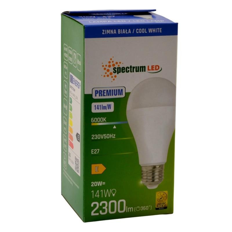 Żarówka LED E27 20W 2300lm Spectrum zimna biała