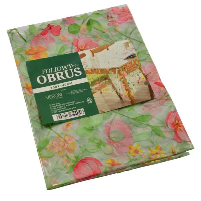 Obrus PCV 100x140cm przeźroczysty w kwiaty mix