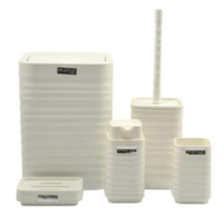 Łazienkowy zestaw 5 części kwadrat biały 4403