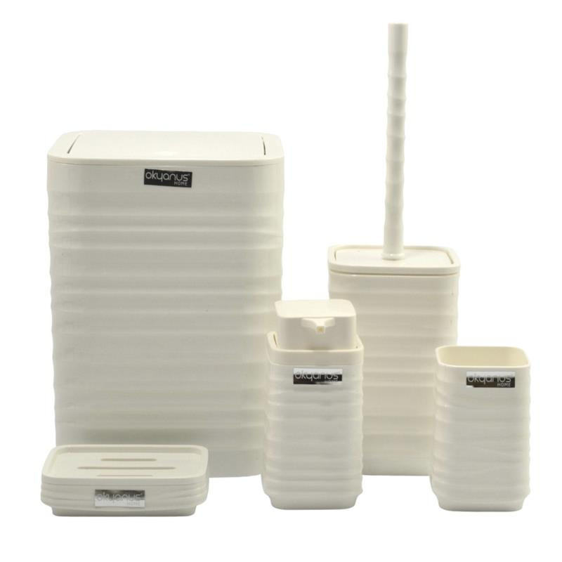 Łazienkowy zestaw 5 części kwadrat biały 4403