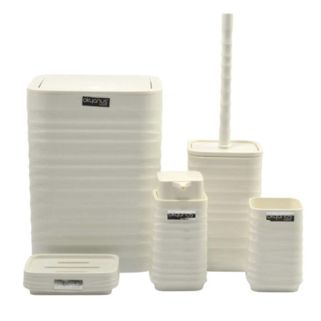 Łazienkowy zestaw 5 części kwadrat biały 4403