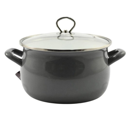 Garnek emalia 22cm 5,5L z pokrywką Helena szary