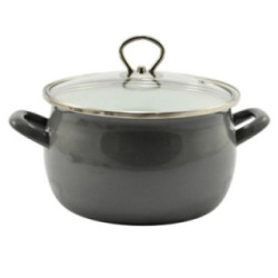 Garnek emalia 20cm 4L z pokrywką Helena szary