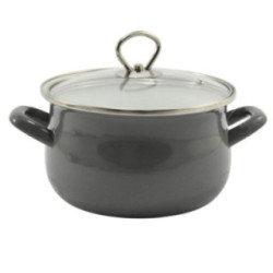 Garnek emalia 18cm 3L z pokrywką Helena szary