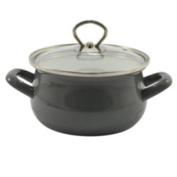 Garnek emalia 16cm 1,9L z pokrywką Helena szary