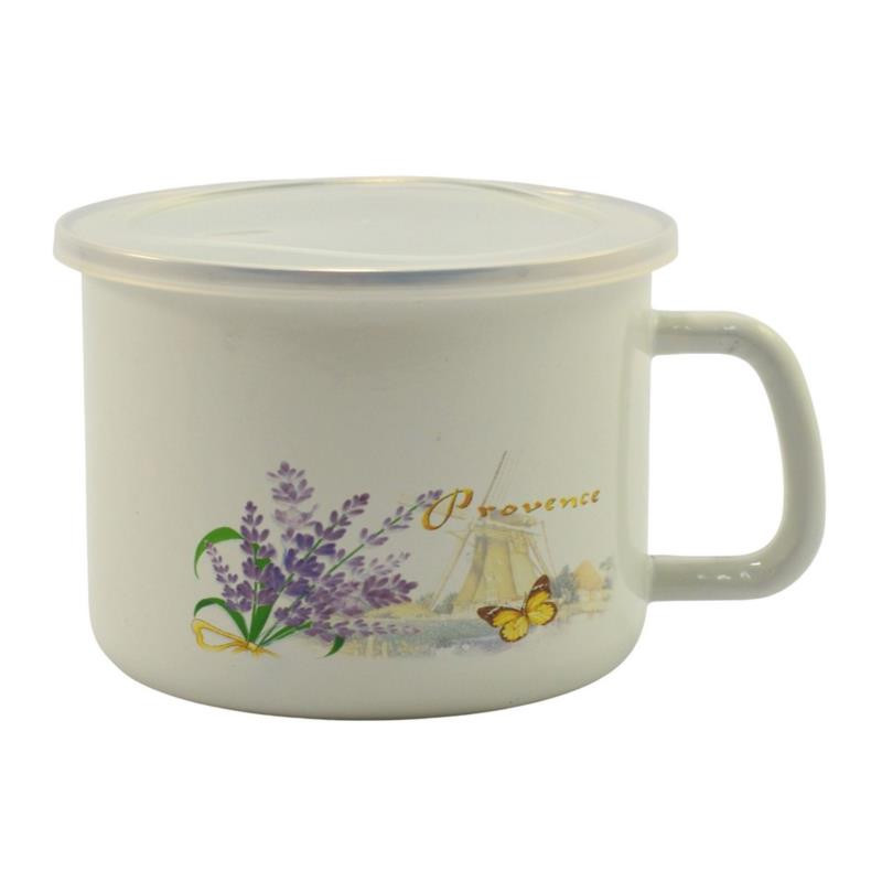 Kubek emalia 14cm Młyn z pokrywką