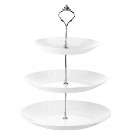 Patera 3-poziomowa okrągła Sonia biała opal