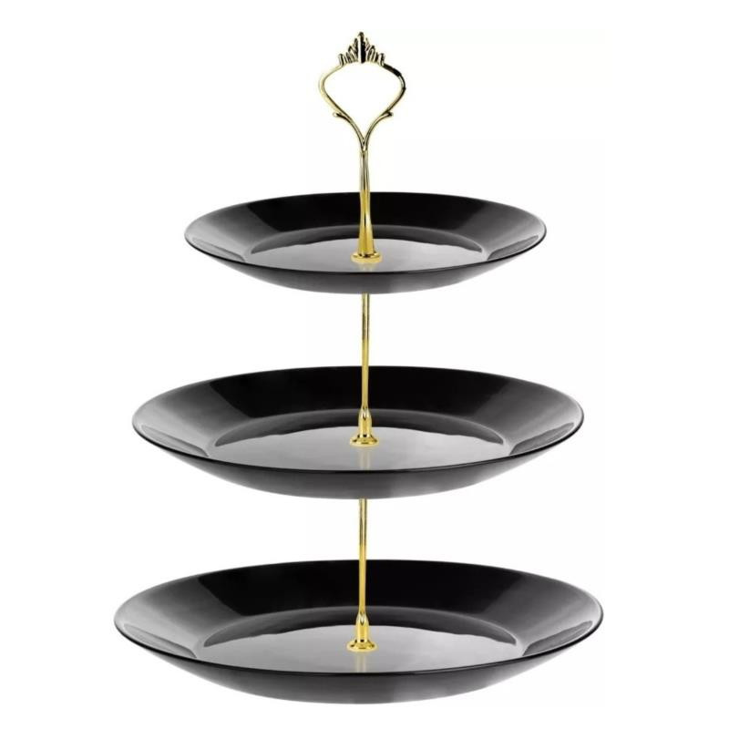 Patera 3-poziomowa okrągła Sonia czarna opal