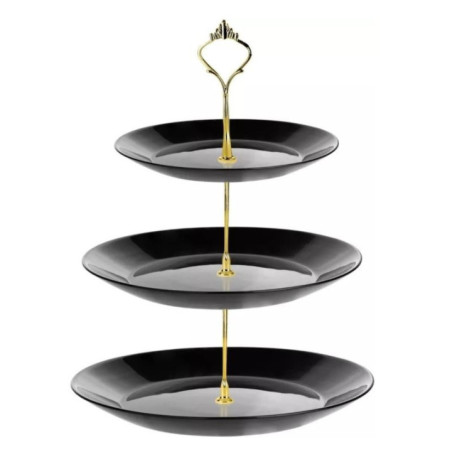 Patera 3-poziomowa okrągła Sonia czarna opal