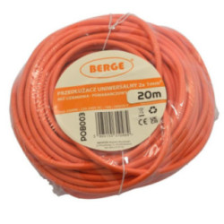 Przedłużacz 20M 230V pomarańczowy 2x1mm2 13A 2000W ogrodowy