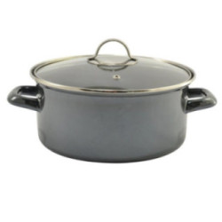 Garnek emalia 24cm 3,7L Metallic czarny z pokrywką