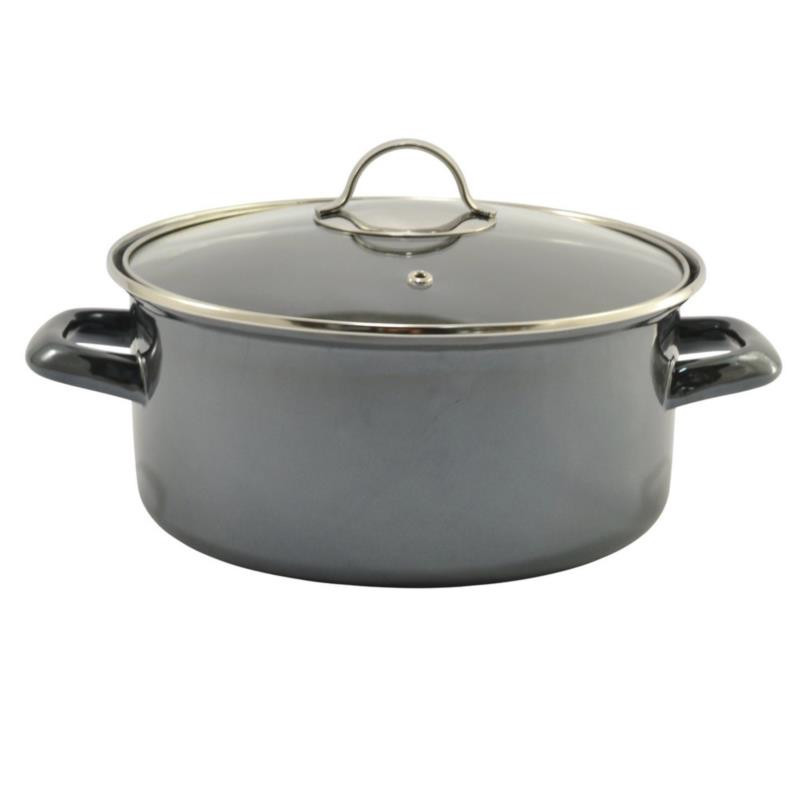 Garnek emalia 24cm 3,7L Metallic czarny z pokrywką