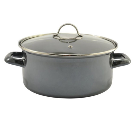 Garnek emalia 24cm 3,7L Metallic czarny z pokrywką