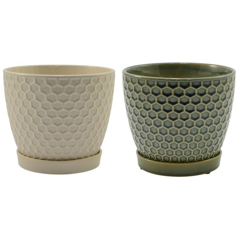 Doniczka-osłonka ceramiczna z podstawką 17cm ASC23240