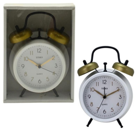 Budzik metalowy 17cm Timo B1185 biały