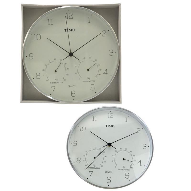 Zegar ścienny 31cm srebrny Timo B301