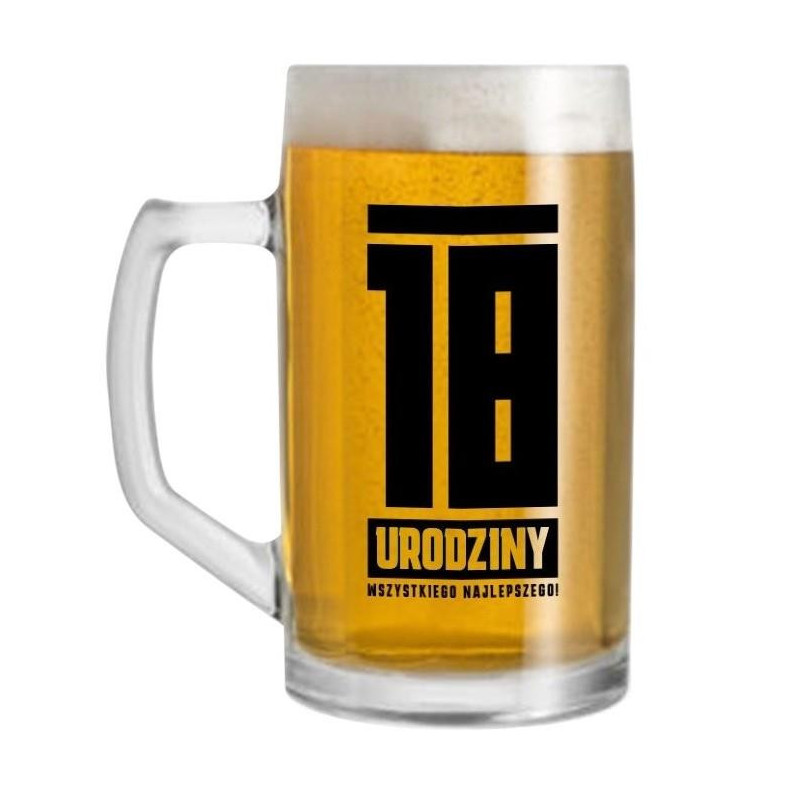 Kufel szklany 500ml 18 urodziny