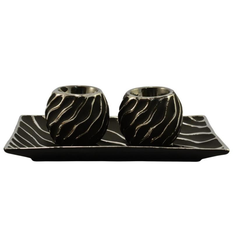 Patera ceramiczna 26x16,5cm + 2 świeczniki WB7