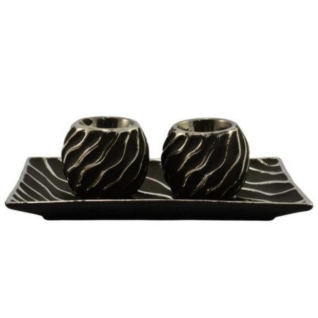 Patera ceramiczna 26x16,5cm + 2 świeczniki WB7