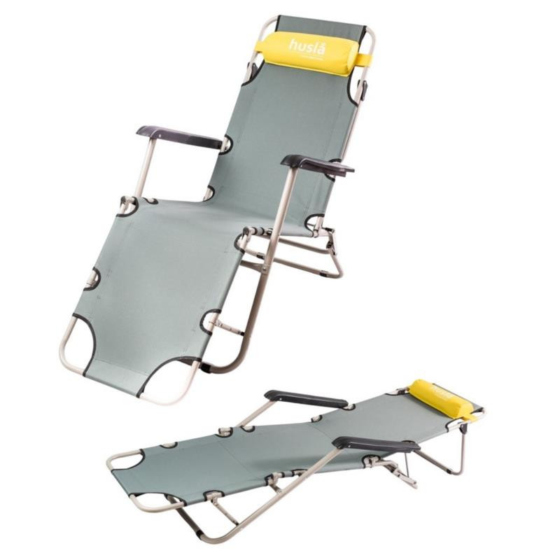 Leżak plażowy rozkładany Husla szary 73920 do 120kg