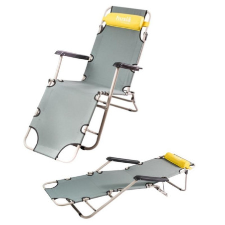 Leżak plażowy rozkładany Husla szary 73920 do 120kg