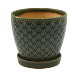 Doniczka ceramiczna z podstawką 17cm h-15cm ASC23237 mix