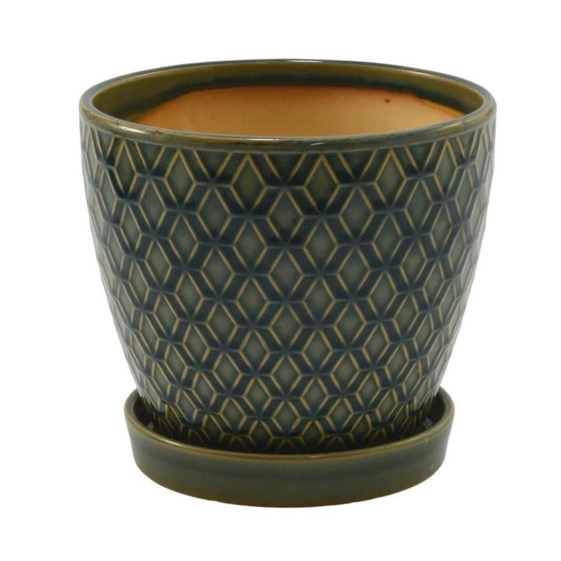 Doniczka ceramiczna z podstawką 17cm h-15cm ASC23237 mix